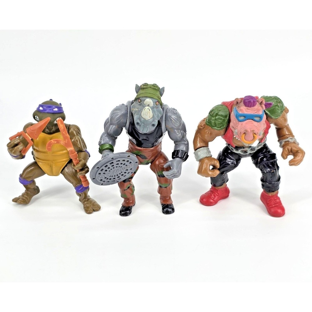 1988 Soft Heads Rocksteady Bepop Donatello Teenage Mutant Ninja Turles TMNT Lot